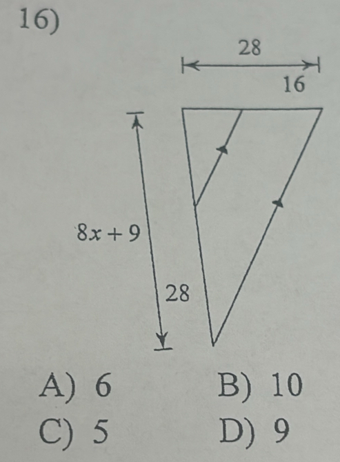 A) 6 B) 10
C) 5 D)9