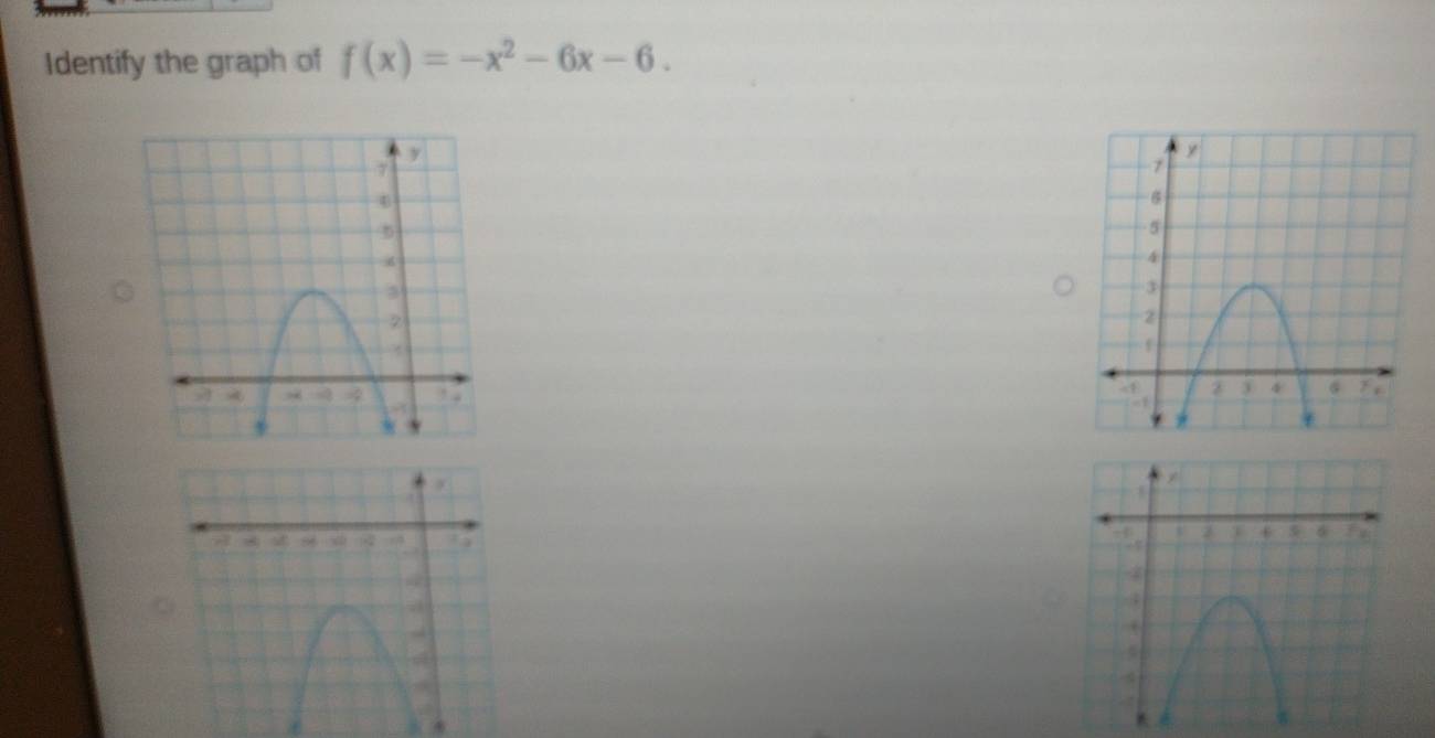 Identify the graph of f(x)=-x^2-6x-6. 
.