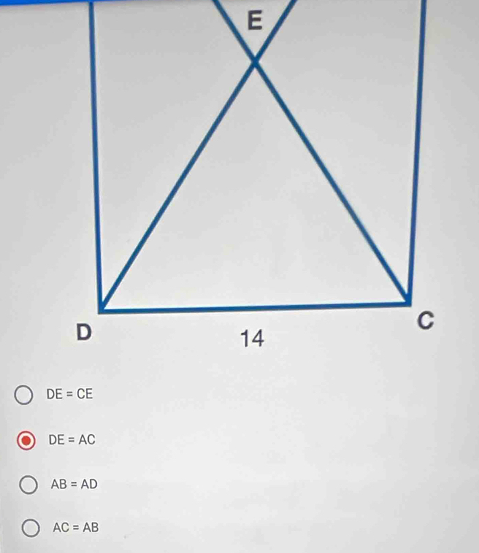 DE=AC
AB=AD
AC=AB