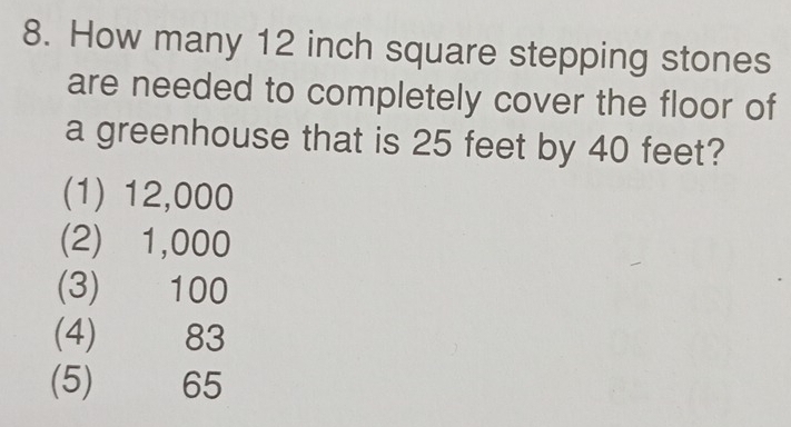 Solved: How many 12 inch square stepping stones are needed to ...