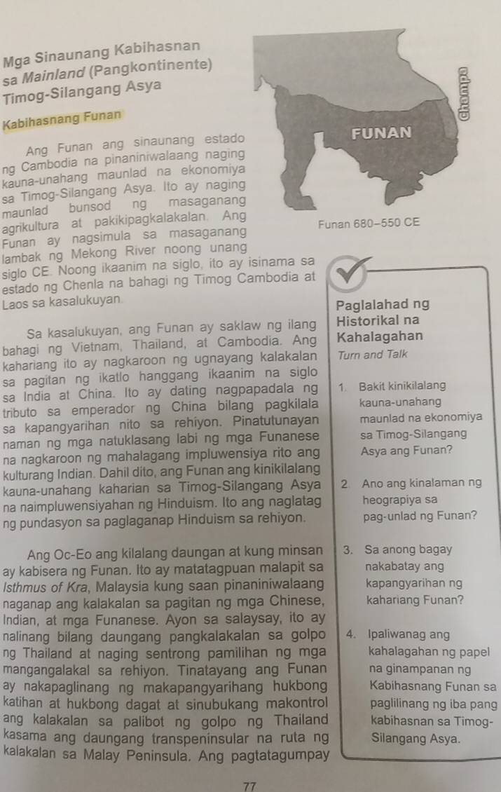 Solved: Mga Sinaunang Kabihasnan sa Mainland (Pangkontinente) Timog ...