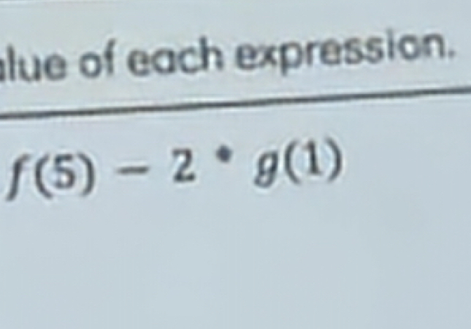 lue of each expression.
f(5)-2· g(1)