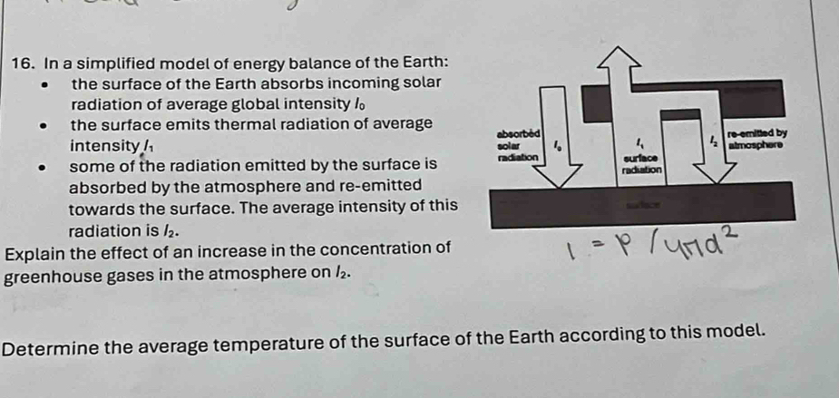 Solved: In a simplified model of energy balance of the Earth: the ...