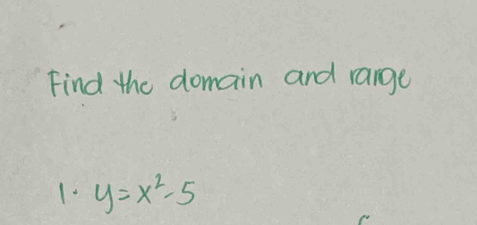 Find the domain and rarge 
1. y=x^2-5