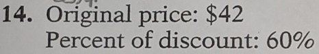 Original price: $42
Percent of discount: 60%