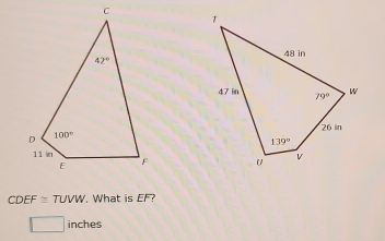 CDEF≌ TUVW. What is EF?
□ in cr es