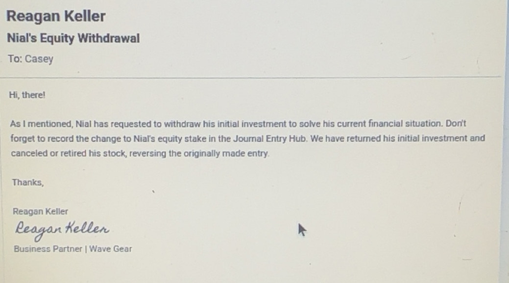 Solved: Reagan Keller Nial's Equity Withdrawal To: Casey Hi, there! As ...
