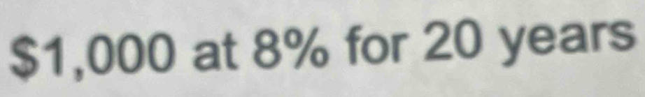 $1,000 at 8% for 20 years