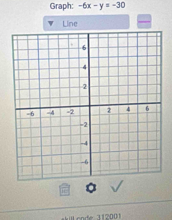 Graph: -6x-y=-30
Line 
kill co de 312001