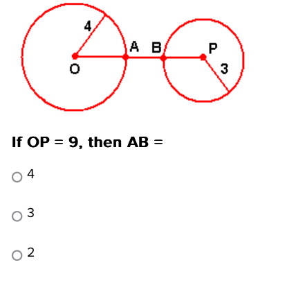 If OP=9 , then AB=
4
3
2