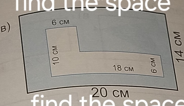 nd the space 
B)
20 cm
find t