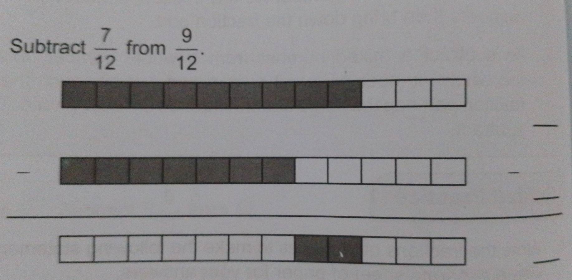 Subtract  7/12  from  9/12 . 
_ 
_