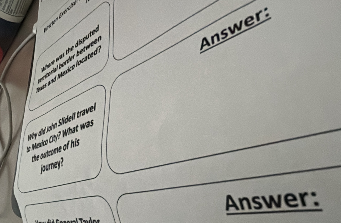 Answer 
here was the dispute . 
xas and Mexico locateo 
Why did John Slidell trave. 
t to Mexico City? What was 
the utcome of his 
journey? 
Answer: