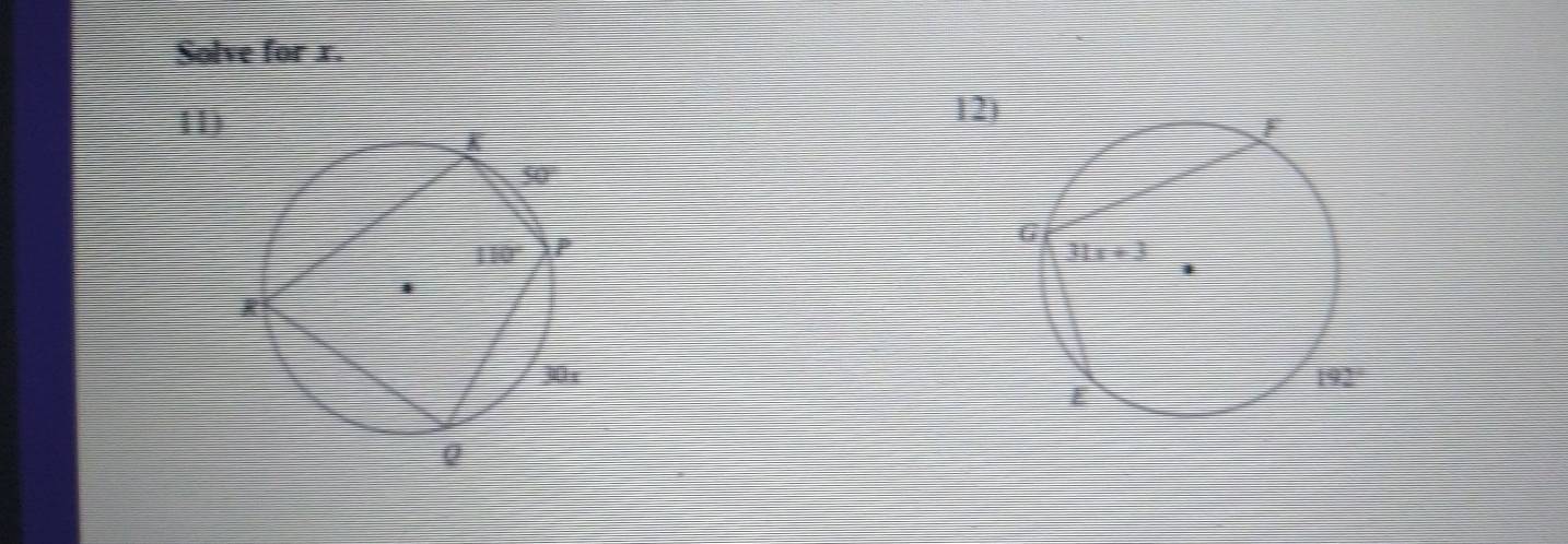 Solve for x.
11
12