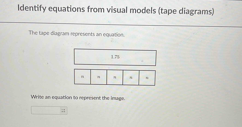 Solved: Identify equations from visual models (tape diagrams) The tape ...