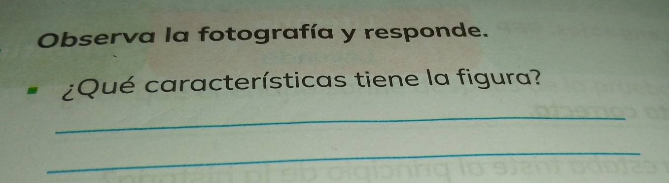 Observa la fotografía y responde. 
¿Qué características tiene la figura? 
_ 
_