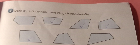 Đánh dấu (√) vào hình thang trong các hình dưới đây: