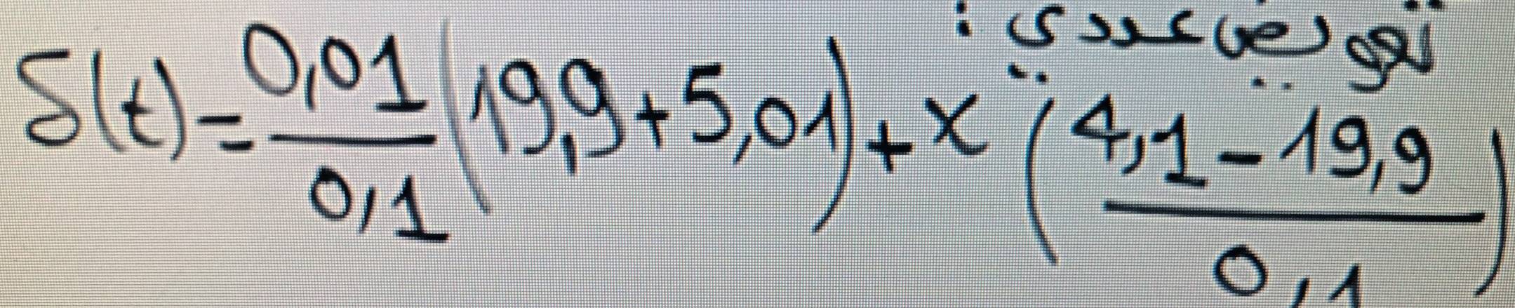 S(t)= (0.01)/0.1 (19.9+5.01)+x( (4.1-19.9)/0.1 )