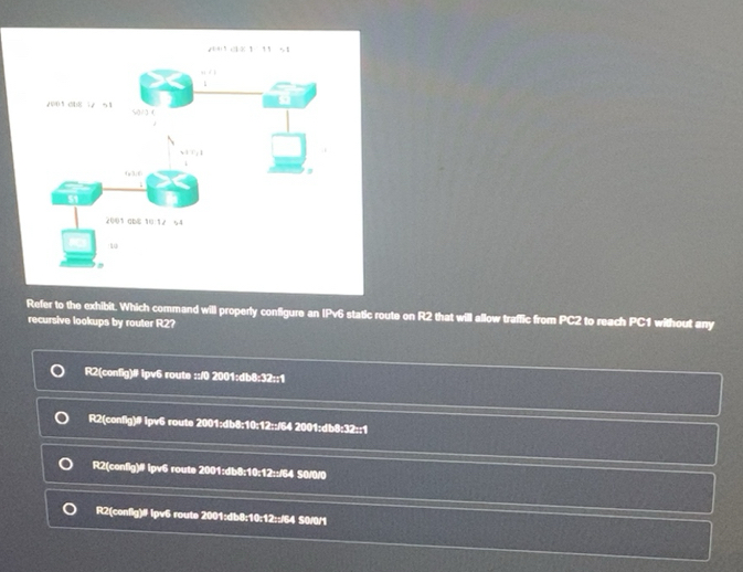 Solved: Refer to the exhibit. Which command will properly configure an ...