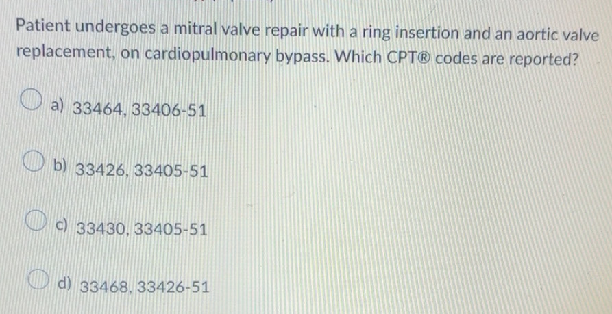 Solved: Patient undergoes a mitral valve repair with a ring insertion ...