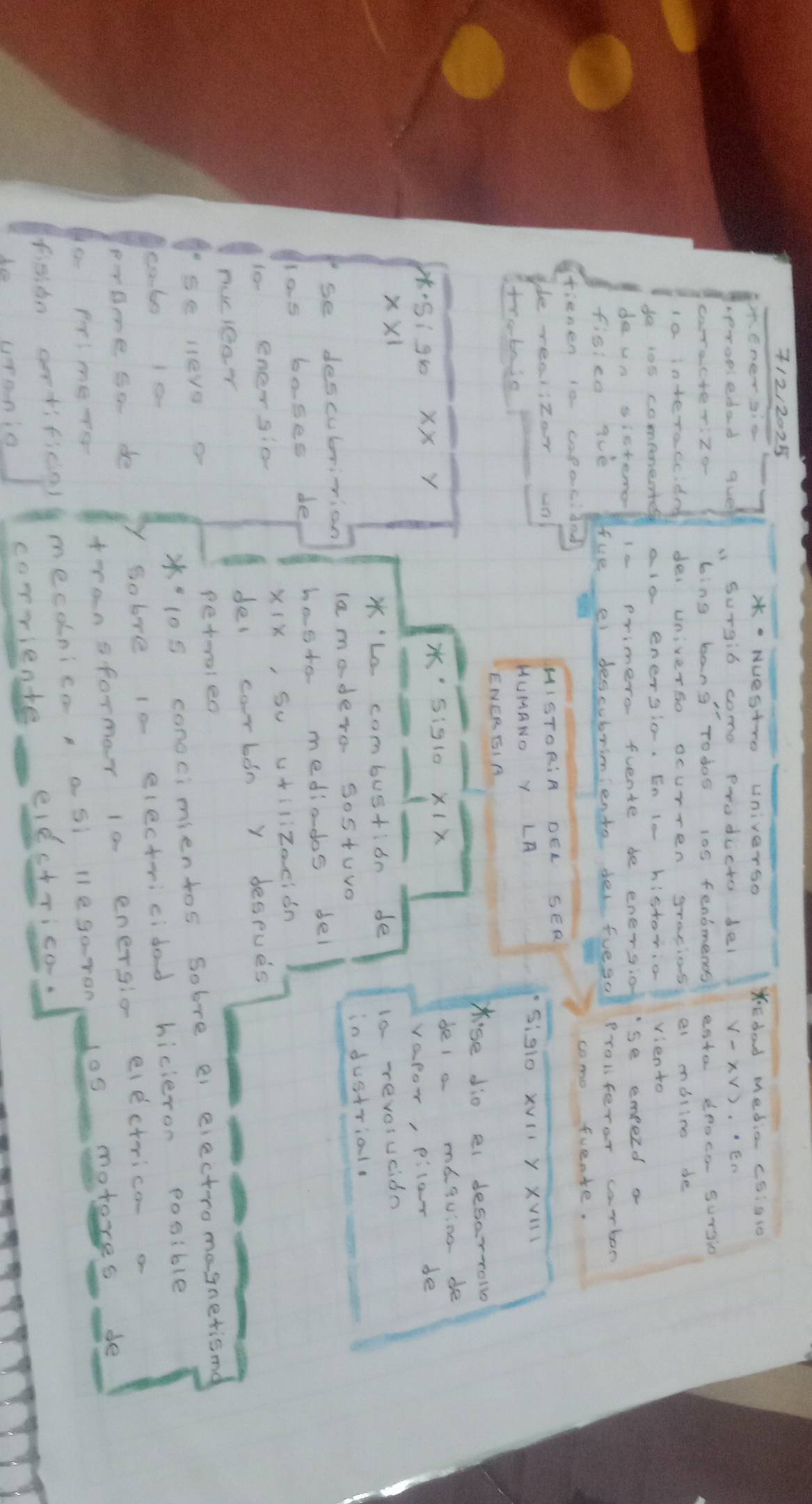 112/2025 
* Nuestro UniverSO Kedad media cS:aso 
propiedad quel a Surgib come producto del V-XV).En 
cwraiche Z t bing bang rodos 105 fenomends enta dRoce Sursio 
la interaccded des universo ocurren gracions el malino de 
do tos compnentd alo energio. En le historio viento 
de un aistemo 1a primero fuente be enersio se emperd a 
fisied guè fue e descubrimiento del fueso Proiiferor cambon 
como frente. 
fienen la capocbod 
ie realizor un MISTORIR DEL SER 
trabais HUMANO Y LA 
Sigl0 XVI Y XVi 
ENERGIA 
Kse dio ei desarroll 
. :90 XX Y del a mósvine de
X (X
vapor, pilar de
* * 1
*Le combustion de le. reveiucidn 
se descubrinian la madere sostuvo industrial. 
las bases de haste mediandos del 
t0 eneergio XIX, Su Uàilizacion 
puciGam del carbon y despues 
B leY9 D peperal eo 
cabo I0 *10S conocimientos Sobre e eiectromagnetiond 
prame so de gobre 1a electricidad bicieron posible 
a Prs memer transformar i0 enersio electrica a 
fisidn aetifical mecanica a si llegaran 105 motores de 
he uranio corriente electrico.