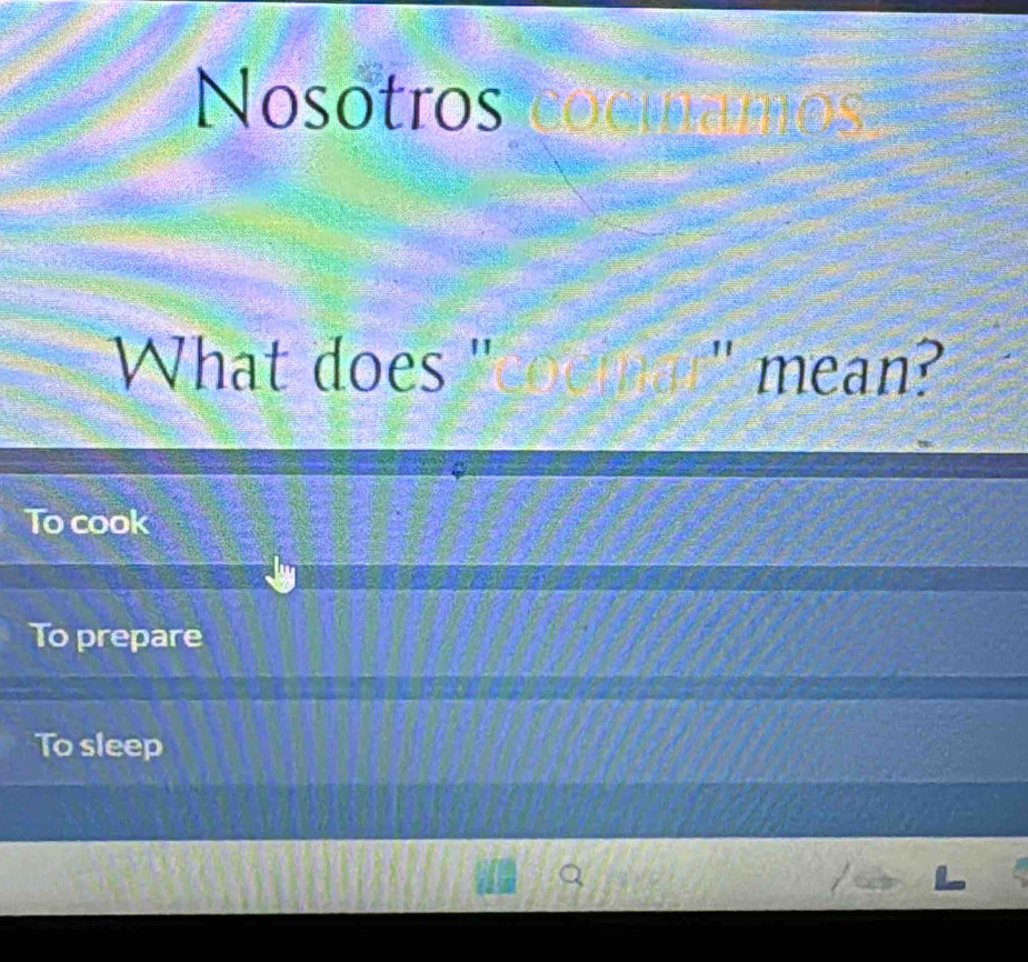 Nosotros e t 35
What does ' a " mean?
To cook
To prepare
To sleep