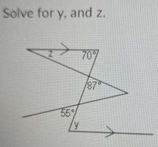 Solve for y, and z.