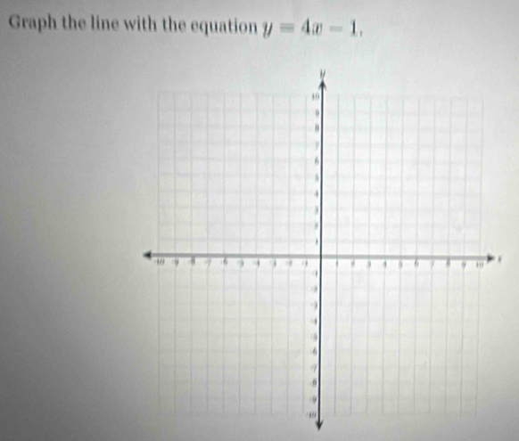 Graph the line with the equation y=4x-1.