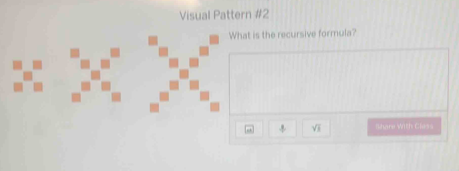 Visual Pattern #2
What is the recursive formula?
a
sqrt(x) Share With Class