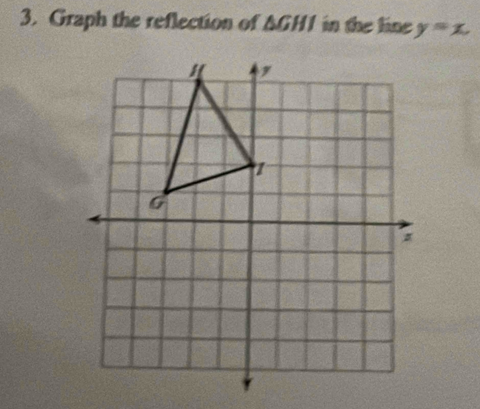 Graph the reflection of △ GHI in the line y=x