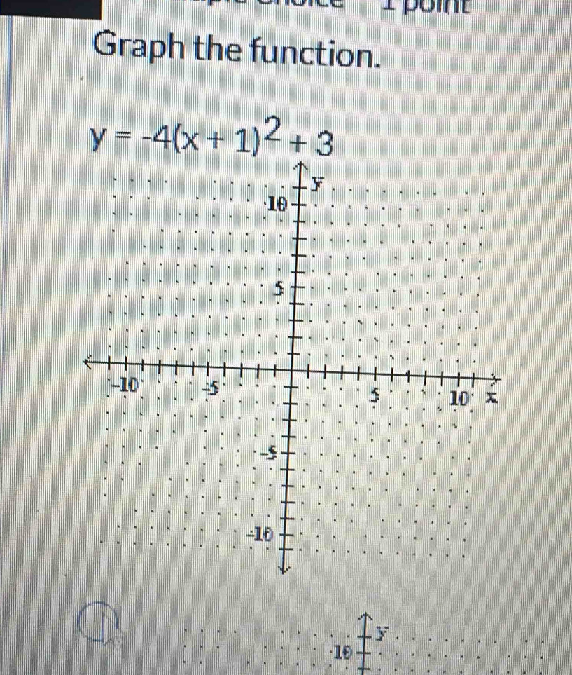 Graph the function.
y=-4(x+1)^2+3
y
· 10