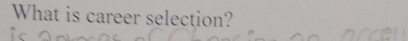 What is career selection?