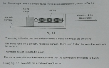 Solved: The spring is used in a simple device known as an accelerometer ...