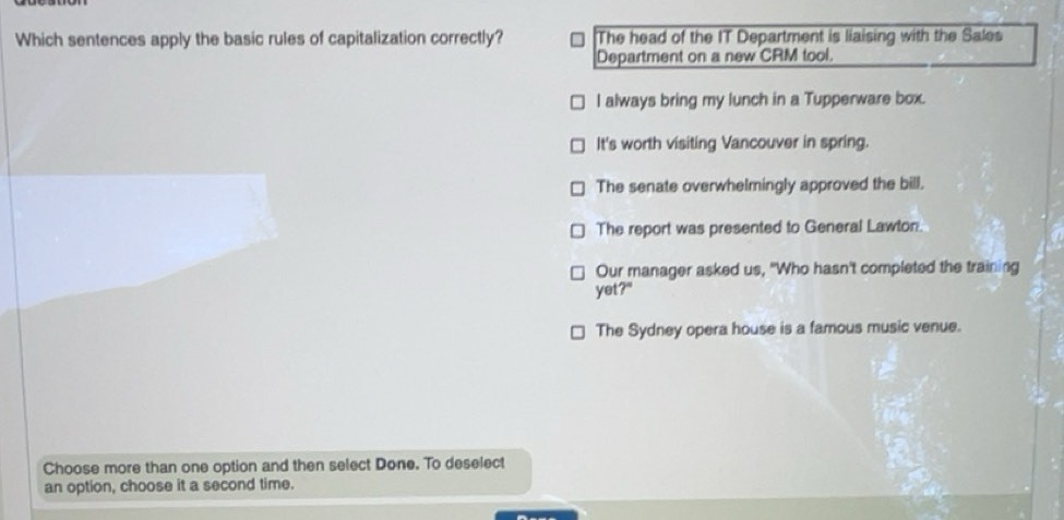 Solved: Which sentences apply the basic rules of capitalization ...