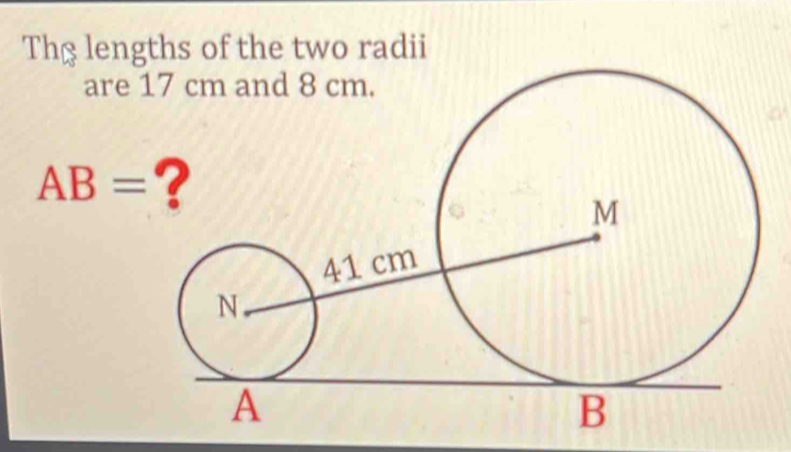 Thß lengths of the two radii 
are
AB=