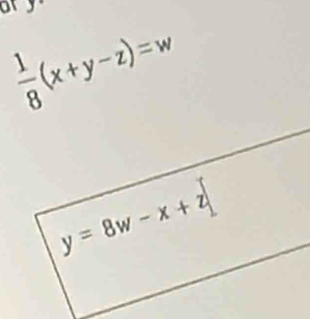 ary
 1/8 (x+y-z)=w