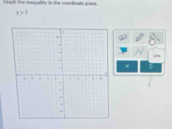 Graph the inequality in the coordinate plane.
x>7
Lins 
× 5