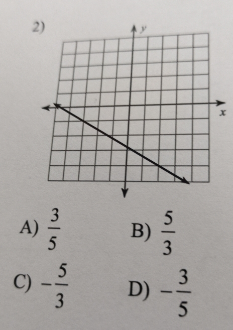 x
A)  3/5  B)  5/3 
C) - 5/3  D) - 3/5 