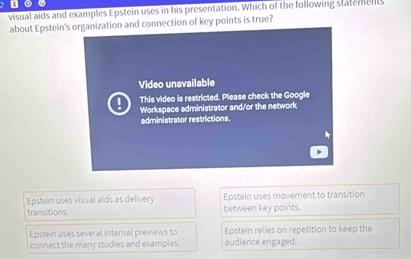 Solved: visual aids and examples Epstein uses in his presentation ...