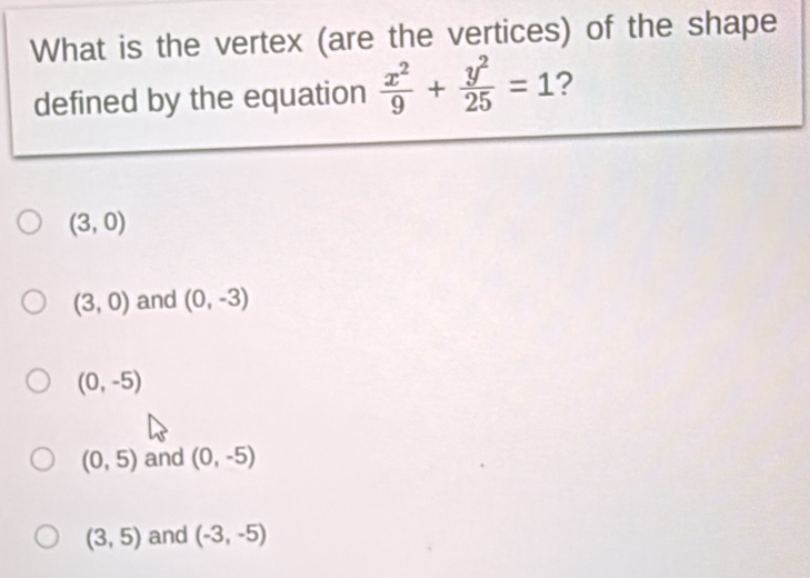 Solved: What is the vertex (are the vertices) of the shape defined by ...