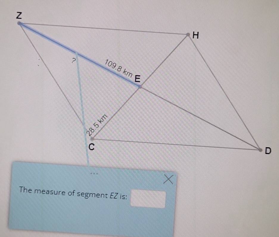 The measure of segment EZ is: □