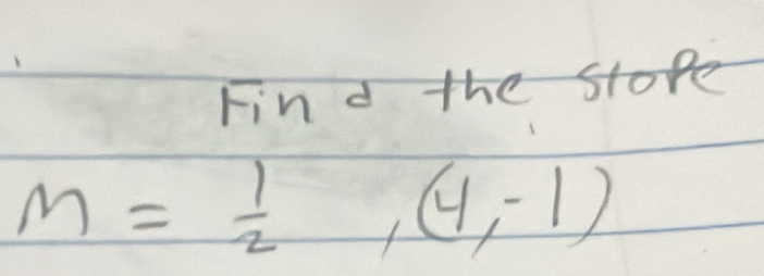 Find the stope
M= 1/2 ,(4,-1)