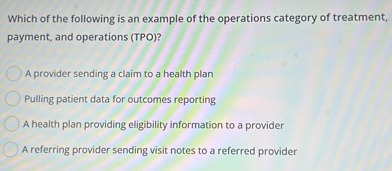 Solved: Which of the following is an example of the operations category ...