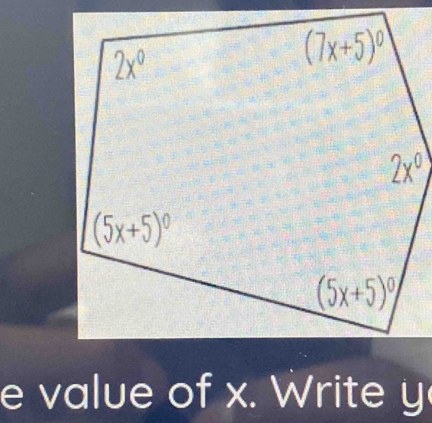 value of x. Write y