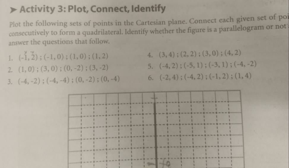 Solved: Activity 3: Plot, Connect, Identify Plot the following sets of ...