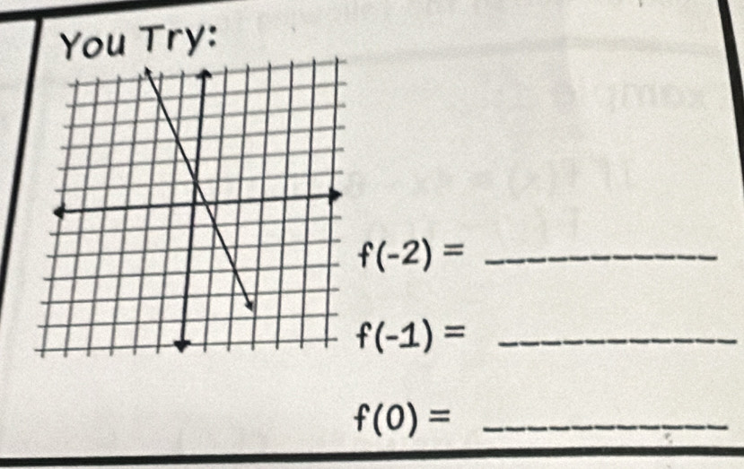 You Try:
f(-2)=
f(-1)=
_ f(0)=