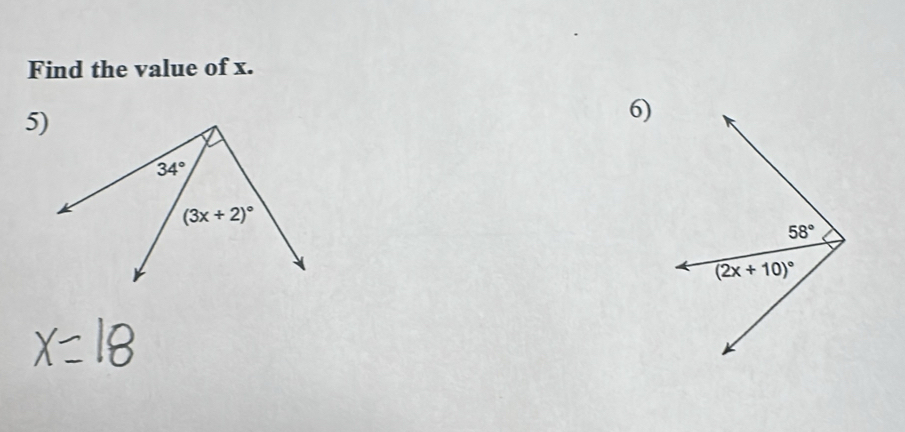 Find the value of x.
6)