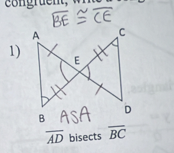 overline AD bisects overline BC