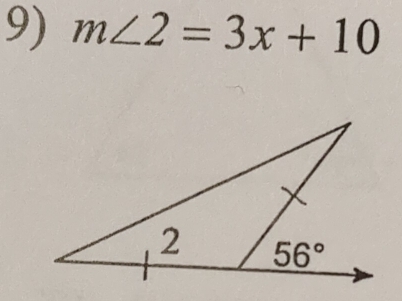 m∠ 2=3x+10