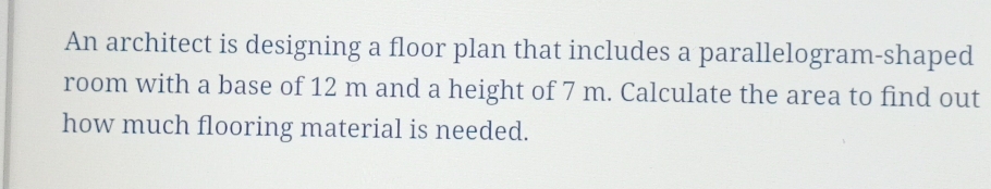 Solved: An architect is designing a floor plan that includes a ...